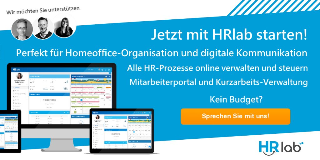 HRlab_GmbH's tweet photo. Jetzt auf erschwerte Bedingungen reagieren &amp; mit HRlab mehrere Monate kostenfrei alle Personalprozesse #digital managen! 💻🚀https://t.co/sl781F7CNh
#Arbeitszeiterfassung #Homeoffice #Tasksmanagement #Kommunikation #Personaldaten u.v.m. 
#Hilfsaktion #YouAreNotAlone #FaithNotFear https://t.co/sGD1Zk4yAI