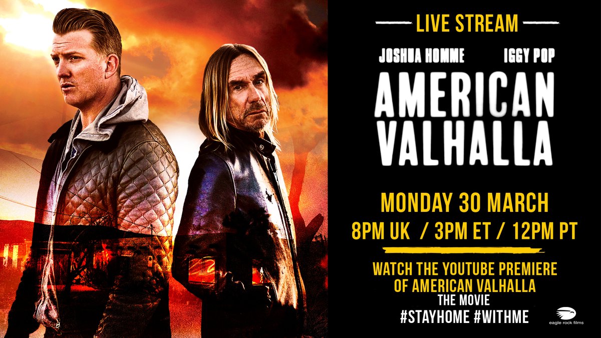 Sabrina_Z__'s tweet photo. ⏰ Tonight's plan https://t.co/t32fy9vfZc #AmericanValhalla 

"American Valhalla tells the story of an extraordinary musical collaboration between two mavericks of American rock: #IggyPop and Queens of the Stone Age front-man, Joshua Homme." #PostPopDepression https://t.co/hRt0TQg4Sk
