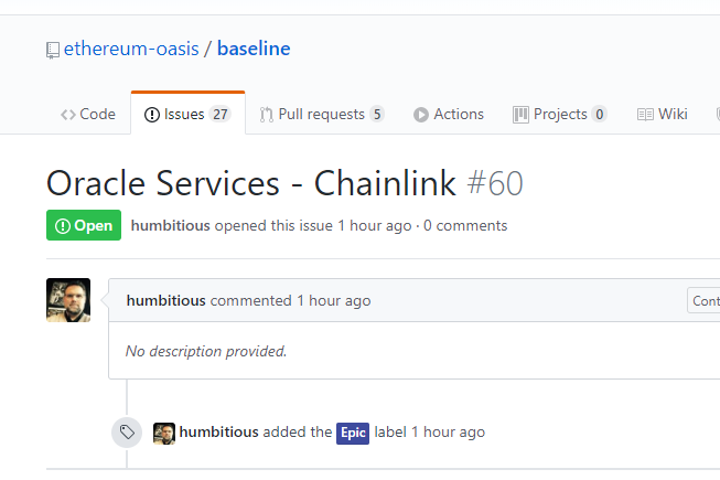 cryptoFTC's tweet image. Nice to see Chainlink being added as an &quot;Epic&quot; story with the #baselineprotocol. Looking forward to the updates within this one! $LINK github.com/ethereum-oasis…