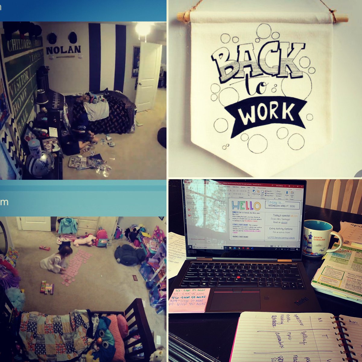 New reality Day 1. ☕️ 🏡 📚👩🏻‍💻👦🏻👧🏼#positivethoughts #pipersaparttogether