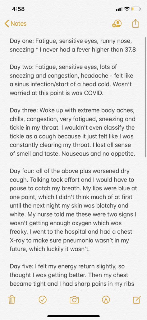 dwyaa's tweet image. Hoping my experience with Covid-19 can help someone out there. It was unlike anything I’ve had before, but I’m happy to say I’m considered a resolved case in Nova Scotia! Seeing other people’s symptoms really helped me, so here’s how I felt. 

Stay safe 💛 

#COVID19