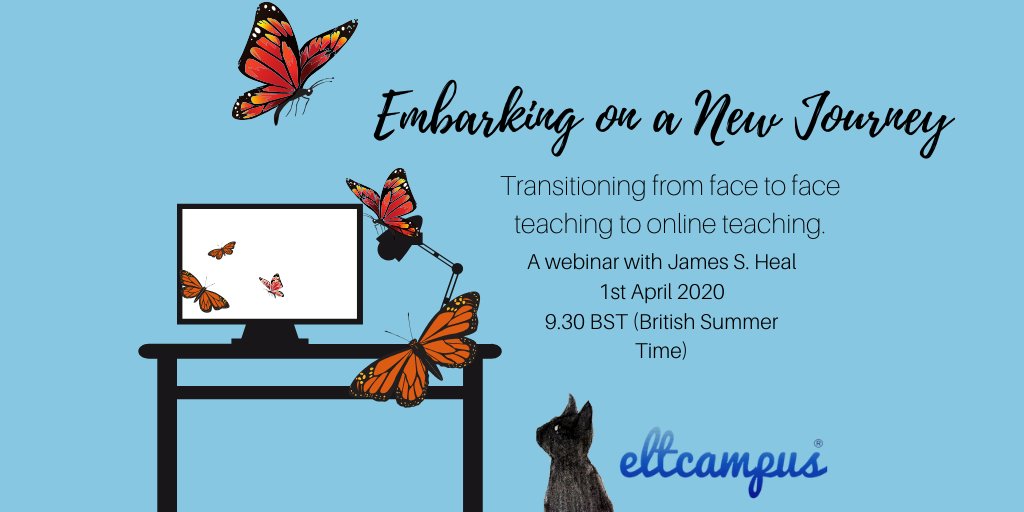eltcampus's tweet photo. Join ELTCampus' live webinar with James Heal about the transition from teaching face to face to teaching online during the current pandemic 💻. Click the link to join the webinar which start at 9:30am (BST) on Wednesday 1st of April! 

See you there! 👋

https://t.co/udp77kY8uF https://t.co/ElOcM6kPh0