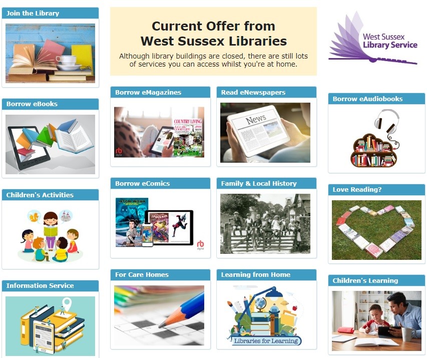 WSCCLibraries's tweet photo. 📣 Introducing a virtual hub of your local library’s online services, all accessible from home. We’re talking #RhymeTimeOnline, handy links for booklovers, family history content, resources for home learning, eLibrary help and more! 🤩https://t.co/Dhju8t8UOa @WSCCNews #WestSussex https://t.co/ElXDYCD5eM