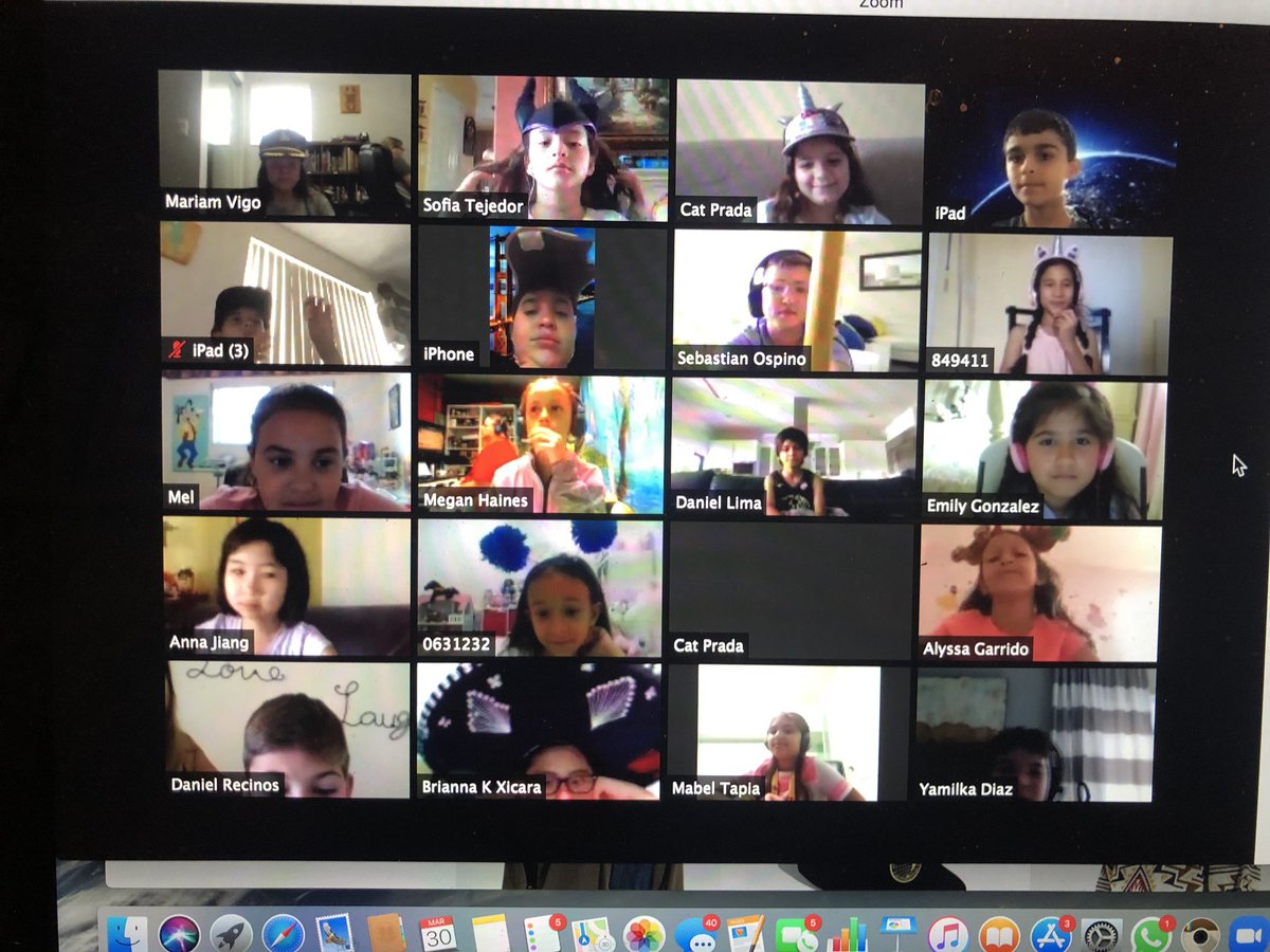 JuankyDiaz's tweet photo. So #firstdayofZoomschool #notbad almost all 51 students on @CoralParkElemS #reallymissed #thesefaces #crazyhatday #zoom #lunadiaz #thirdgrade #cpe #coralpark #distancelearning #QuarantineLife @AileenVega123 @cachututilola @TLCabrera3 @MDCPS https://t.co/Voz09RXXsA