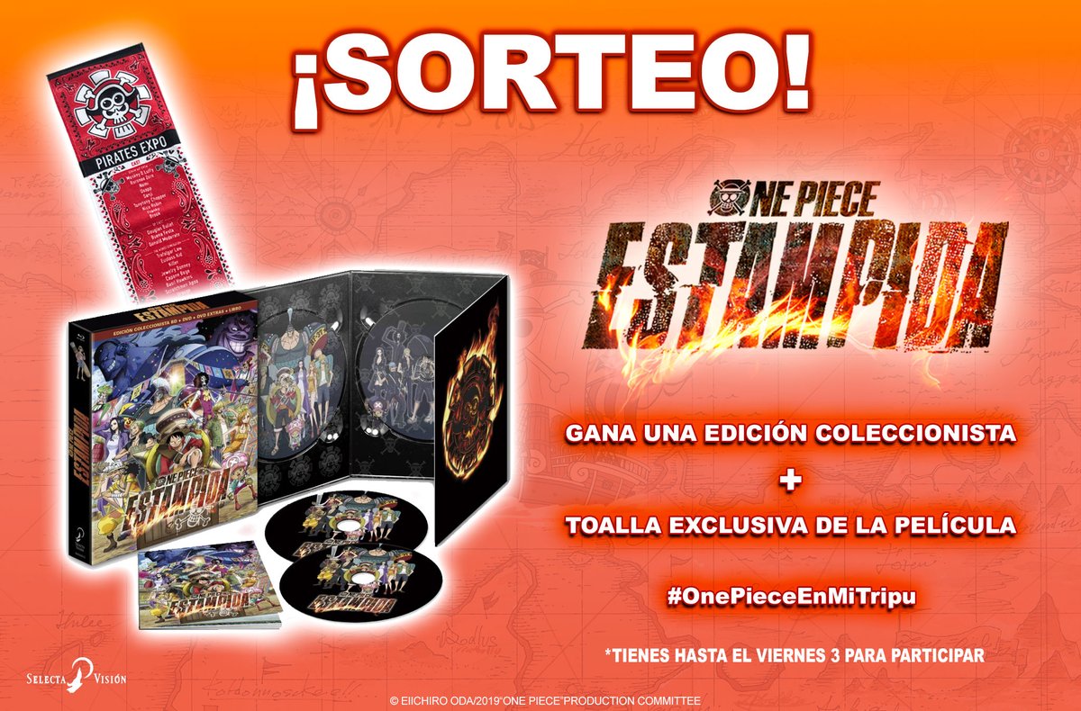 SelectaVision's tweet photo. 🏴‍☠️#SORTEO PIRATA🏴‍☠️

¿Quieres esta edición blu-ray coleccionista de #OnePieceEstampida + toalla exclusiva? ¡Es muy fácil!

🌊Síguenos (+ Like❤️ y RT)

🌊Comenta con #OnePieceEnMiTripu contándonos qué personaje de #OnePiece querrías en tu tripulación para surcar los mares

¡Suerte! https://t.co/oPGw4GYjXe