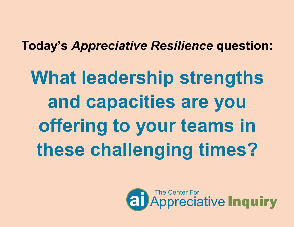 Center_for_AI's tweet photo. #Leaders are operating in an environment that changes drastically minute by minute. How are you navigate these uncharted waters? Join @jeaniecockell &amp; @writerjmcb in their FREE webinar series 'Practicing #AppreciativeResilience'  April 7th at 9am PT 
.
https://t.co/fFqfjxRCbc https://t.co/p2Pa4cEF3g