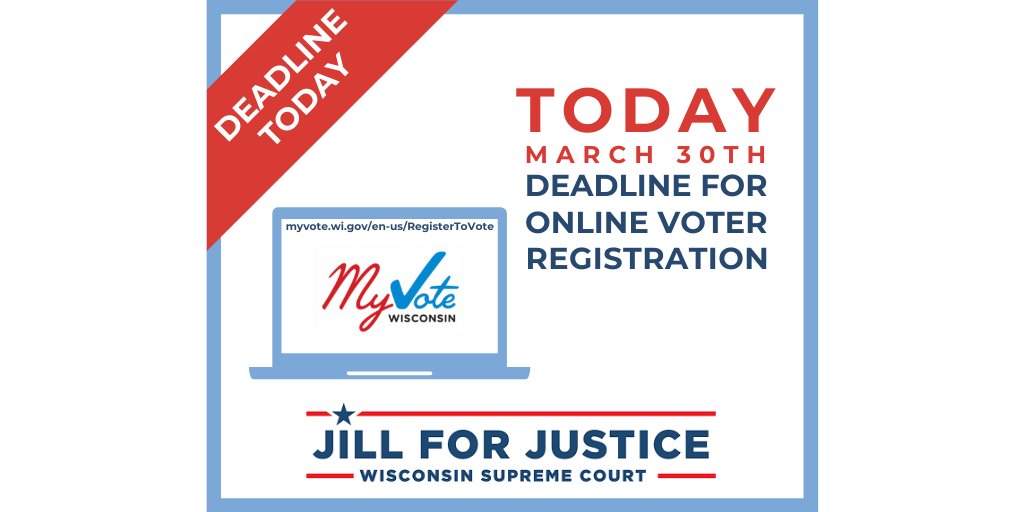 judgekarofsky's tweet photo. The deadline for online voter registration is TODAY. Register to vote online and request your absentee ballot to vote safely from home at https://t.co/bWcDLqjJaw. Don’t miss this deadline to ensure you can vote in this critical election. #JillForJustice #StayHomeStaySafe https://t.co/4UpQnr2FkF
