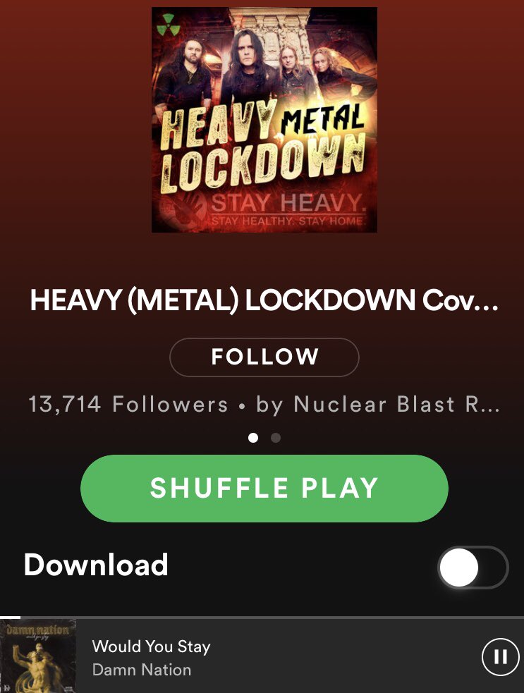 Much love to the people at Nuclear Blast for adding #WouldYouStay to their “Heavy Metal Lockdown” playlist on <a href="/Spotify/">Spotify</a> 😈🤘🏼

You can listen to it here: open.spotify.com/user/nuclearbl…