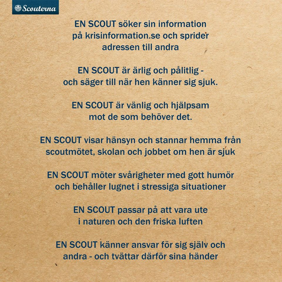 Perzec's tweet photo. Nu uppdaterar @Scouterna scoutlagen för användning under #covid19. Rätt så briljant faktiskt. 😊 https://t.co/pLBitHRr63