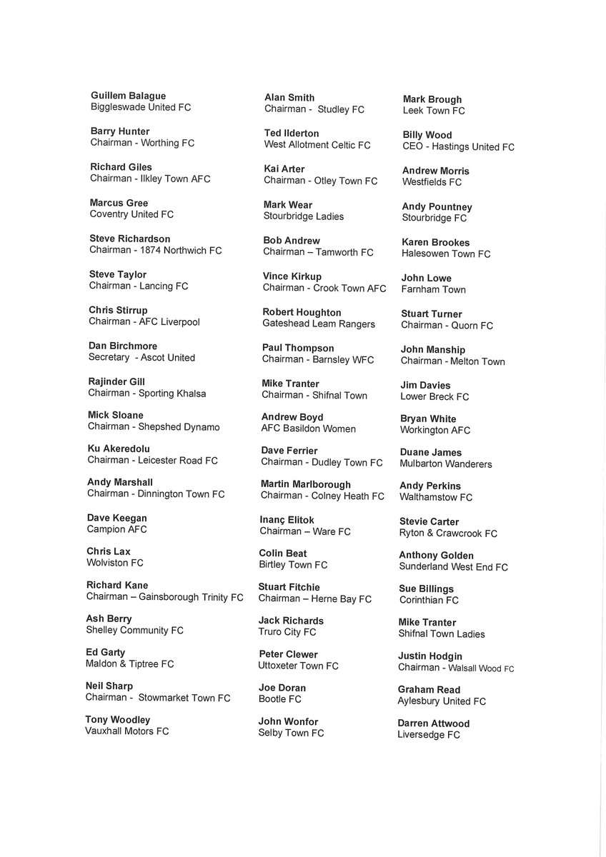 Further to our earlier statement, the club can confirm that it has added its name to the document below that was sent to the FA today &amp; we await their response @FarnhamSport <a href="/ComCoFL/">Combined Counties Football League</a> <a href="/surreyfa/">Surrey FA</a> <a href="/BasePyramid/">BaseofthePyramid</a> <a href="/NonLeagueCrowd/">Non League Crowds</a> <a href="/TonyIncenzo/">Tony Incenzo TV/Radio football reporter 🇮🇹 🇮🇪</a> <a href="/Ollie_Bayliss/">Ollie Bayliss</a>