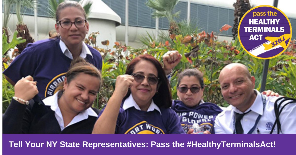 32BJSEIU's tweet photo. Airport workers in NY are on the front lines of the #COVID-19 crisis &amp; deserve access to quality, affordable healthcare. Send a message to your NY state representatives: we need decisive action to protect the health of airport workers! https://t.co/hpnsoHXlb5 #HealthyTerminalsAct https://t.co/u80kZJtkON