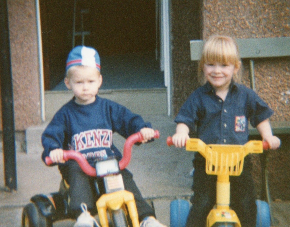 For  #MuseumOfMe, here’s a photo of me still rocking the (significantly blonder) fringe at a young age. The grumpy boy to the left is my cousin, who is only 3 months younger than me. This photo would have been taken at my Grandma’s.