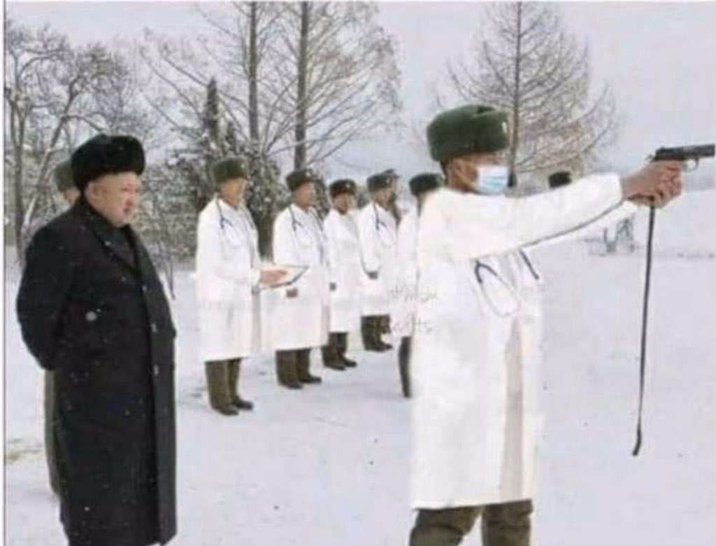 mudit9796's tweet photo. Doctors practising corona treatment in North Korea... https://t.co/P4oPJBUSKp