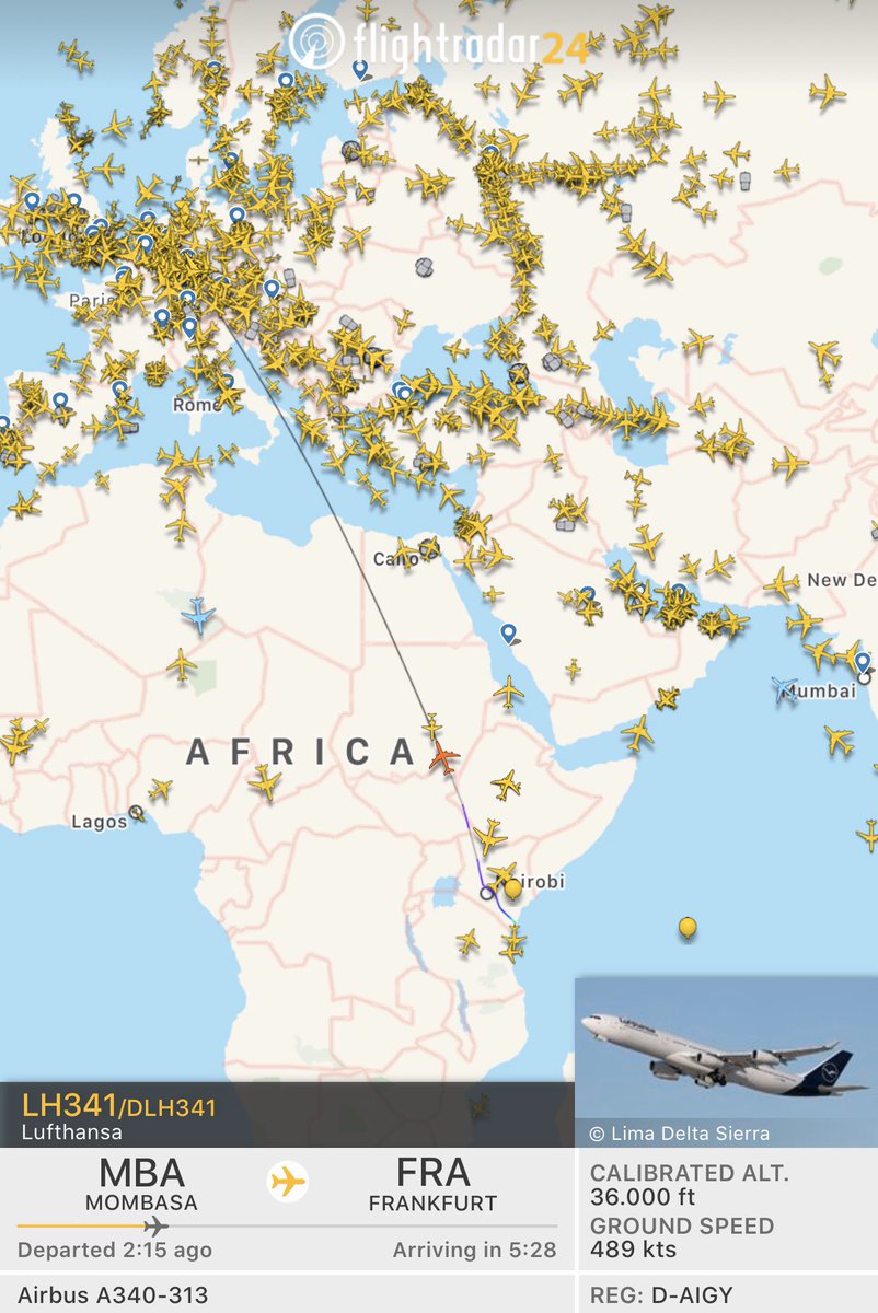 lufthansaNews's tweet photo. LH341 left Mombasa @KenyaAirports for Frankfurt today - on board the #A340: German Tourists on the way home. Because Mombasa isn't a regular LH destination, the station manager drove 7h from Nairobi to handle this flight. 📸: Y. Aplogan #WeAreInThisTogether https://t.co/0kAafsgLWG
