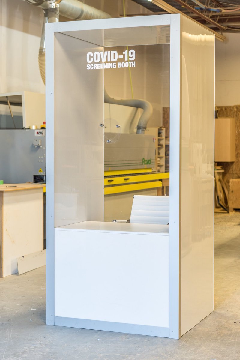 SeanCourt_'s tweet photo. The last week has been busy at Beaumont Exhibits, designing and prototyping rapid deployment containment/screening booths and rooms, to help keep our nurses, doctors and medical staff safe. 

Made from medical grade materials, tool-less, and ship within 72 hours. https://t.co/oASKN6atcU