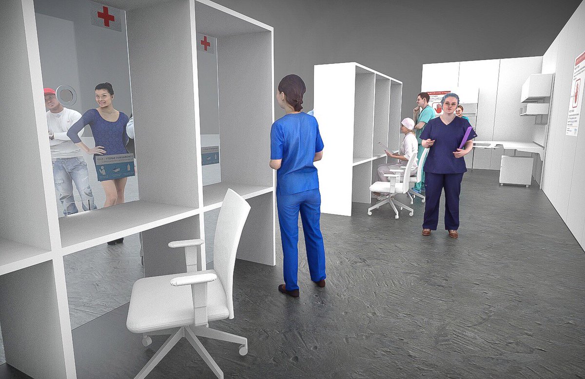 SeanCourt_'s tweet photo. The last week has been busy at Beaumont Exhibits, designing and prototyping rapid deployment containment/screening booths and rooms, to help keep our nurses, doctors and medical staff safe. 

Made from medical grade materials, tool-less, and ship within 72 hours. https://t.co/oASKN6atcU