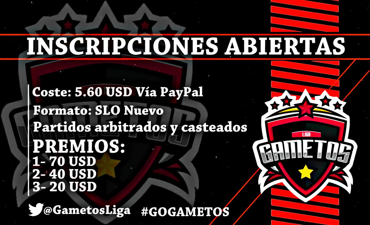 GametosLiga's tweet image. Inscripciónes Abiertas
32 equipos
Por favor dar Rt🔃 y fav❤️