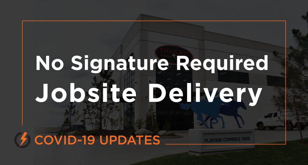 stonewayelect's tweet image. To keep employees and customers safe, Stoneway is waiving signatures for delivery and offloading products at locations specified by you, the customer.  Call your local branch to coordinate