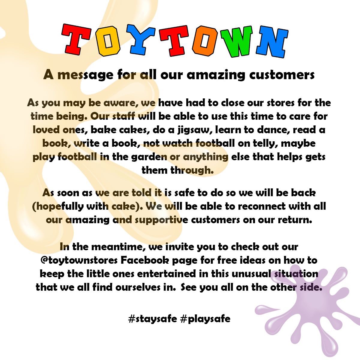#staysafe #playsafe #bakecakes #toytown