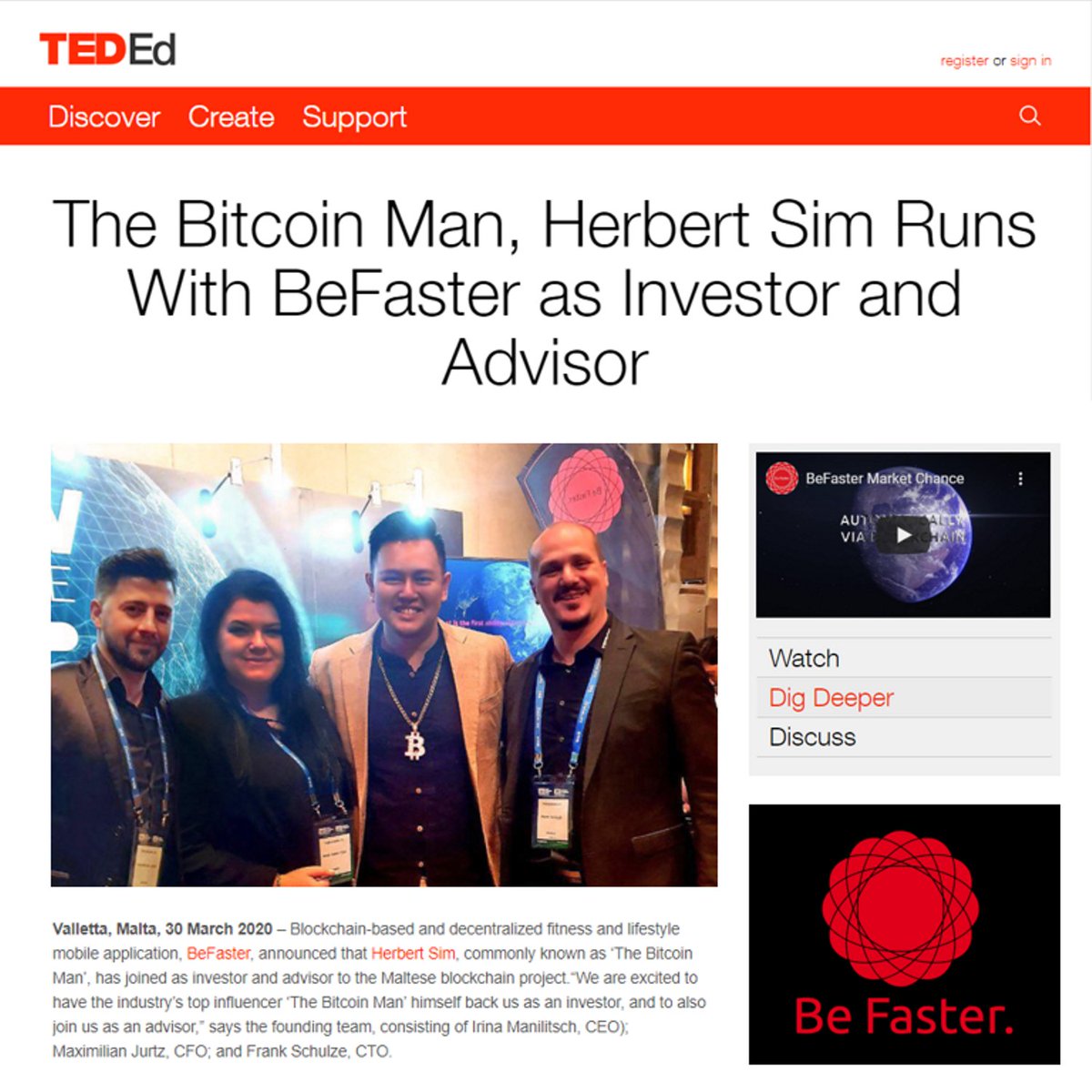 HerbertRSim's tweet photo. I'm excited to share that I have joined https://t.co/l5MdjVthGW as Investor &amp; Advisor!  🏃💨 @Befasterfit $BFCH

Featured on @TED_ED
https://t.co/hWCbBcWK8L

#BeFASTER #BeFasterFit @europe_tron #TRONSR @TronFoundation @JustinSunTron @TRON_VIE @TronLinkWallet @TRON_ESP #TRON $TRX https://t.co/SG8fBPM7aW