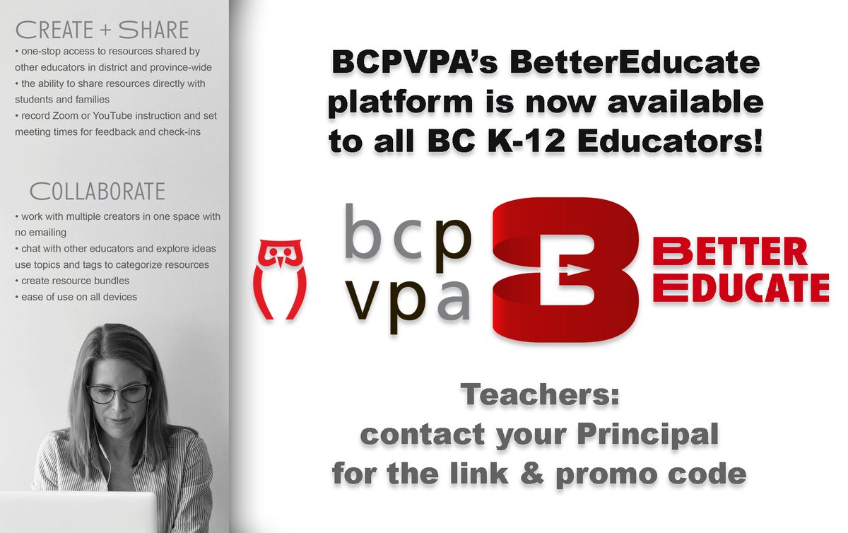 The @bcpvpa has opened the <a href="/bettereducate/">BetterEducate</a> platform to all BC K-12 teachers so they can create &amp; share resources and collaborate with their colleagues &amp; #Principals as we all work together to support #ContinuityOfLearning for students. Contact your #Principal for the link! #bced