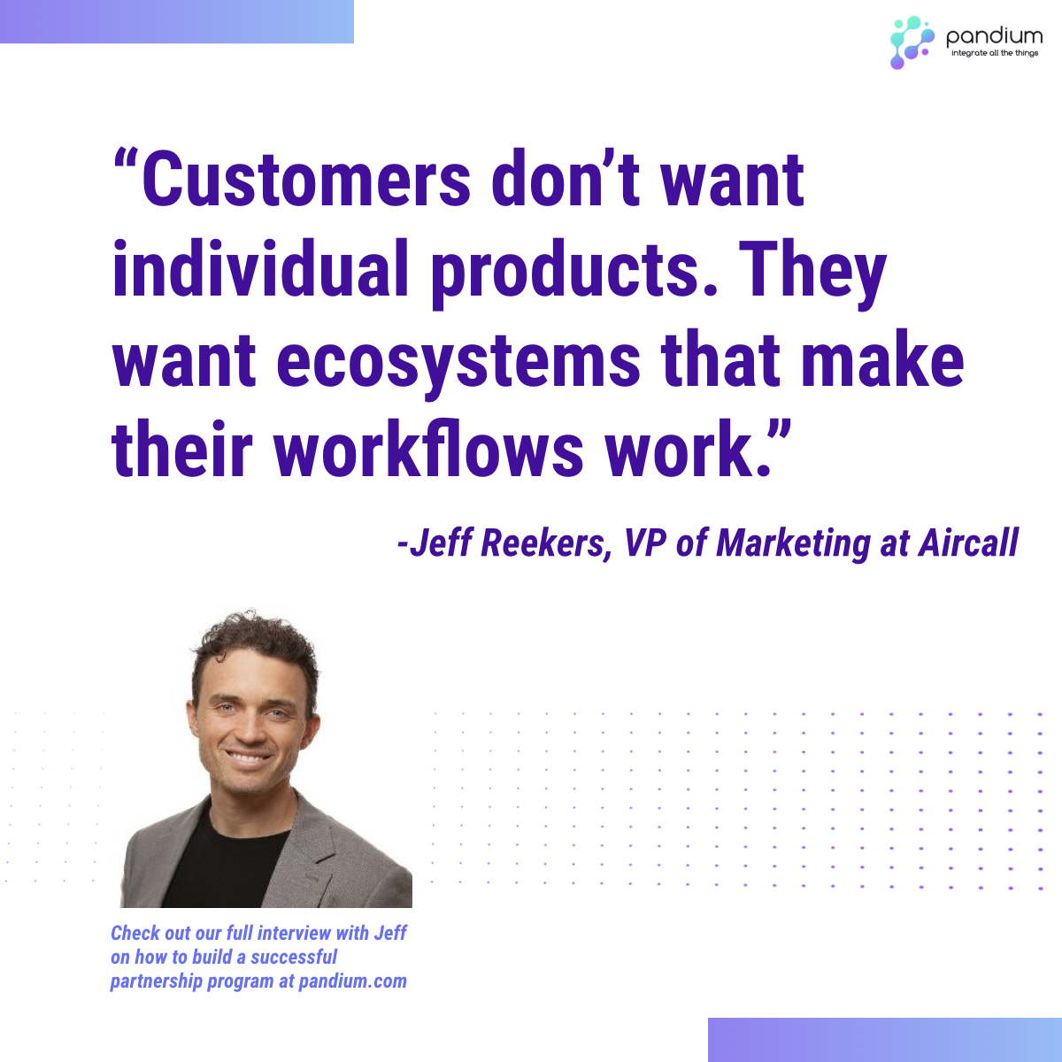 We interviewed <a href="/JeffReekers/">Jeff Reekers</a>, the VP or Marketing at <a href="/aircall/">Aircall</a> on how to build a successful #tech partnership program. He has generated real growth from the #partnership ecosystem, and he shared his advice for #saas companies looking to do the same.
pandium.com/2020/03/how-to…