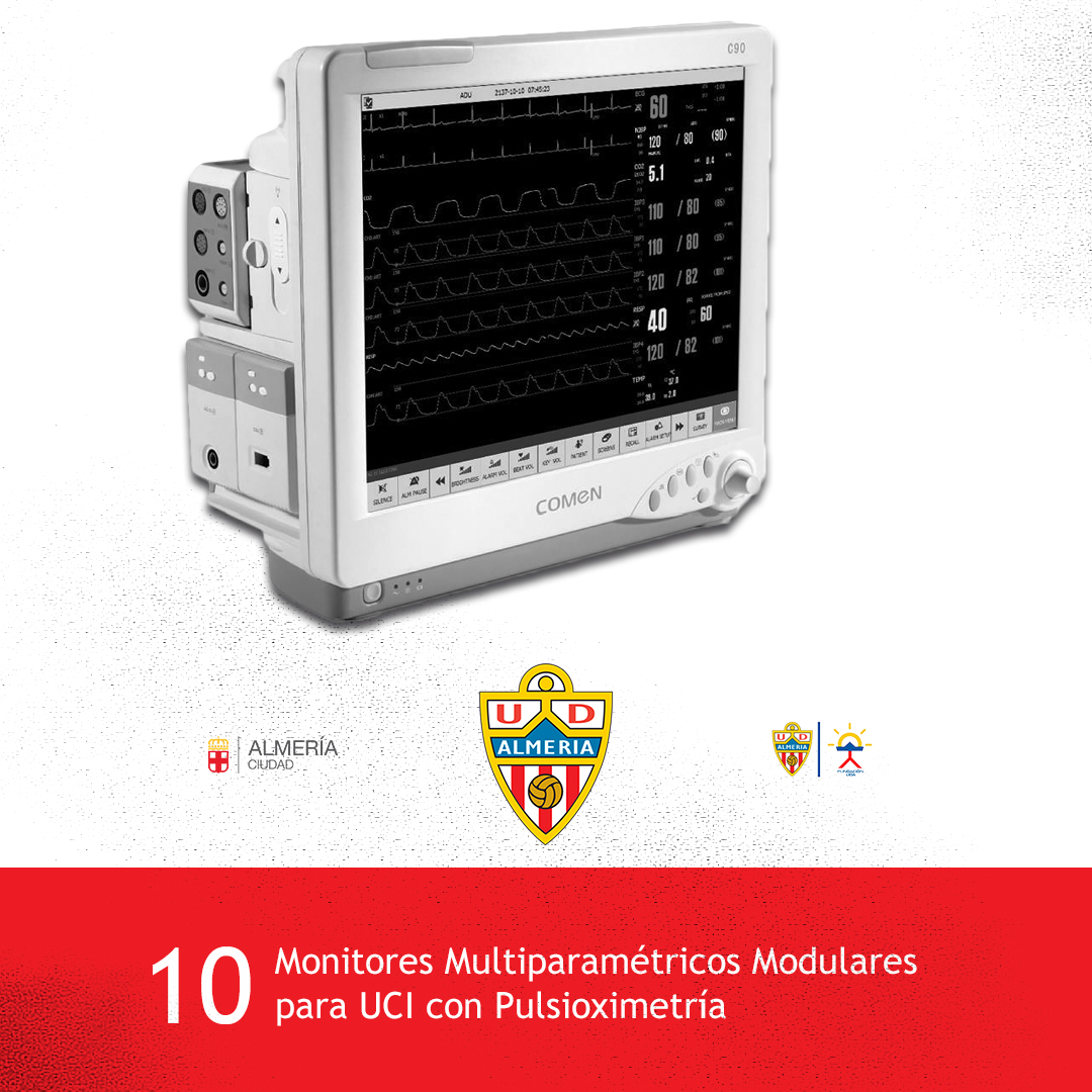 U_D_Almeria's tweet photo. 🚨 La UD Almería, con la colaboración de la @fundacion_uda y del @aytoalm, ha cerrado una de sus primeras líneas de actuación contra el #Covid19 adquiriendo 10 monitores UCI para los hospitales de nuestra provincia. https://t.co/ZAl7k42wu6