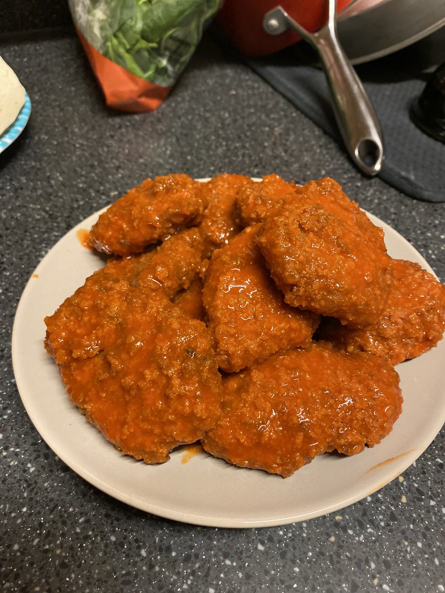 Yesterday I may have made the best chickn nuggets (tenders?) I’ve ever made. Before and after buffalo sauce
