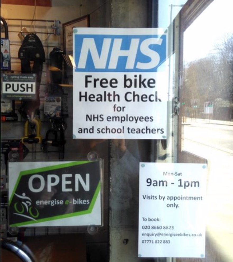 EnergiseEbikes's tweet photo. Are you an NHS worker or school teacher? Then book a free bike check with us so we can help you, while you're helping others. 

Book now >>> https://t.co/XhEsv5vk4n

#freebikecheck #nhs #teacher #pleaseshare https://t.co/6w4Cx9L7rz
