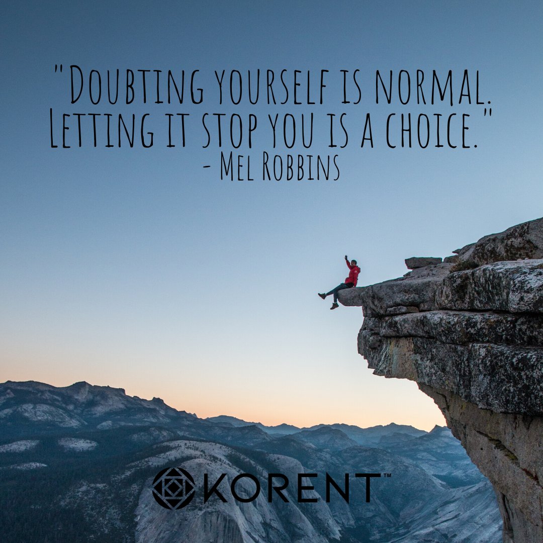 korenthemp's tweet photo. "Doubting yourself is normal. Letting it stop you is a choice." - @melrobbins 
Make the choice, we'll be here to help you become the best version of yourself. https://t.co/krSzYxfj6T https://t.co/5mtsNbjrin