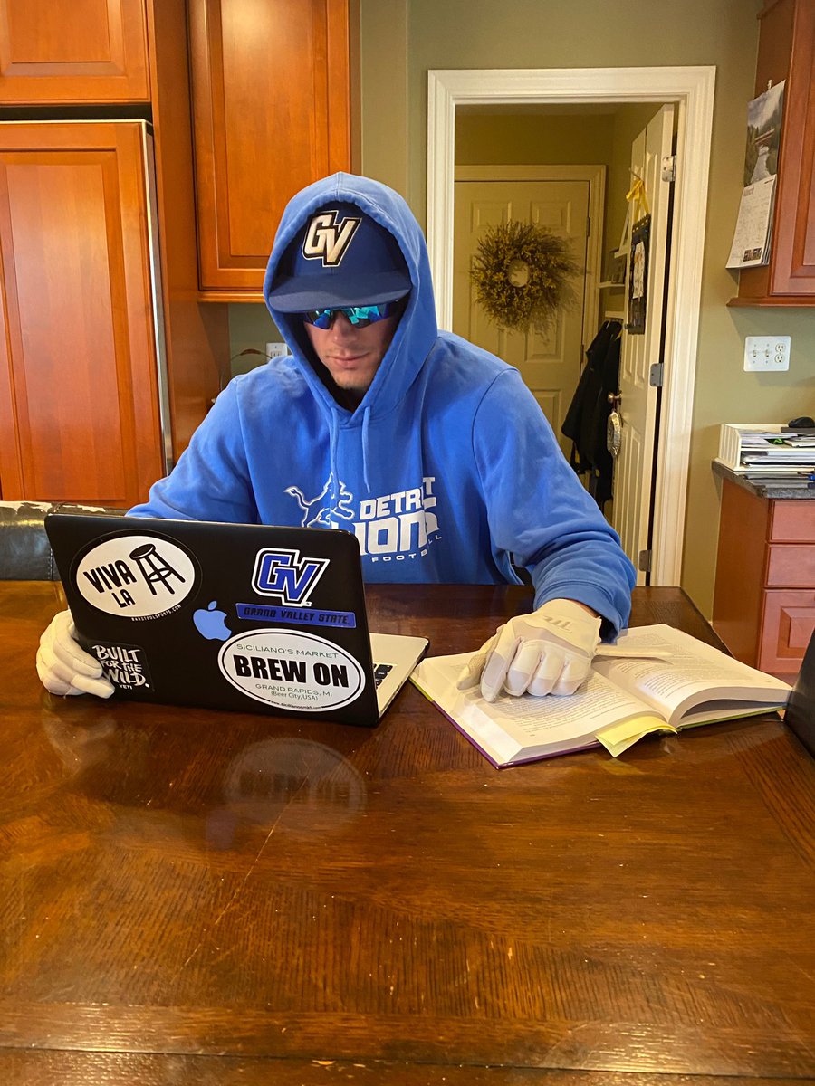GVSUBaseball's tweet photo. Proud of our guys for studying remote and getting after the academics like champions! Working hard for a strong finish in the classroom 📖

#AnchorUp https://t.co/TRNiAwSCzY