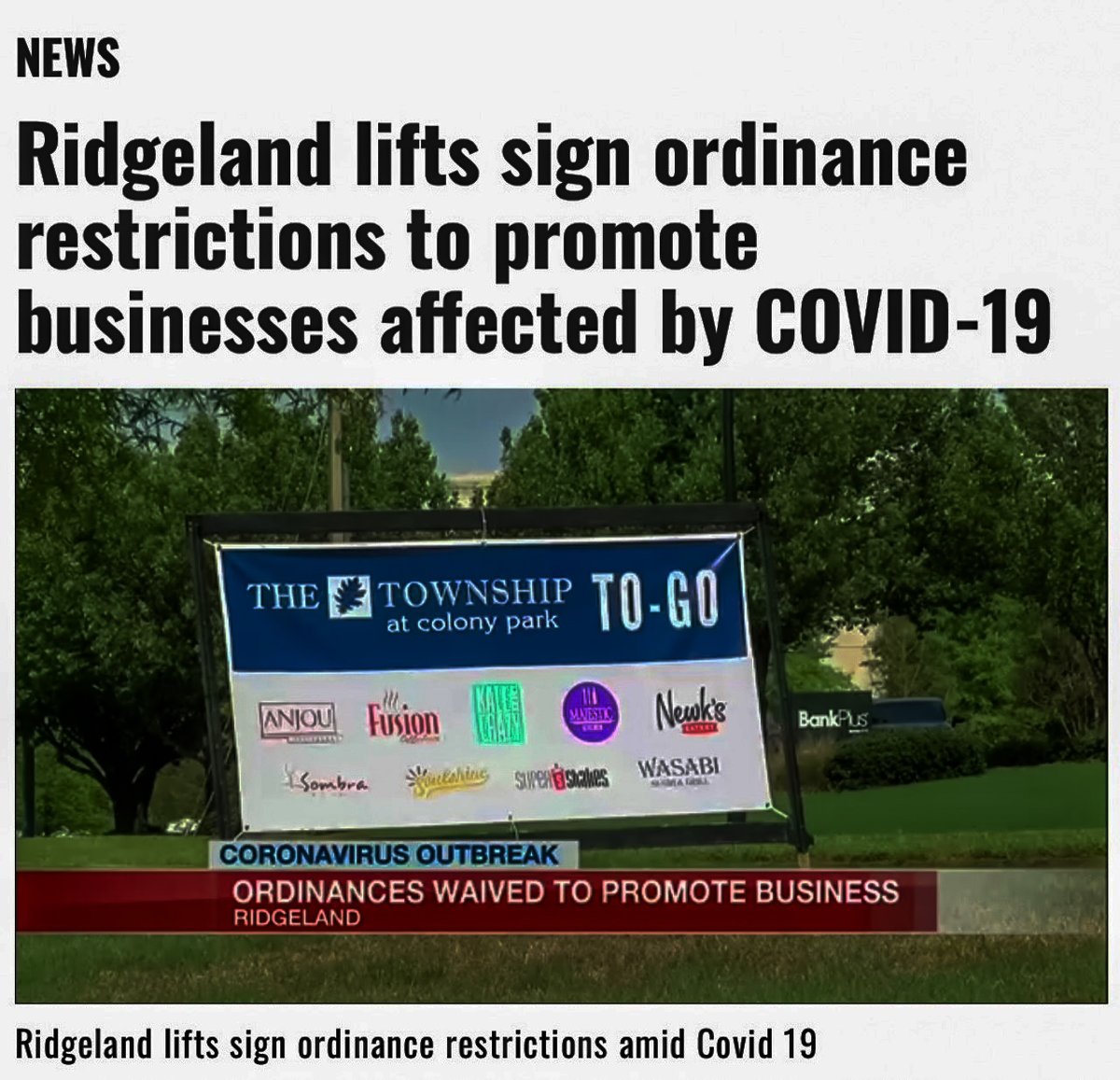 The City of Ridgeland and The Township at Colony Park, a Kerioth Development, make an effort to promote businesses that are still open! lnkd.in/e5TzcCC