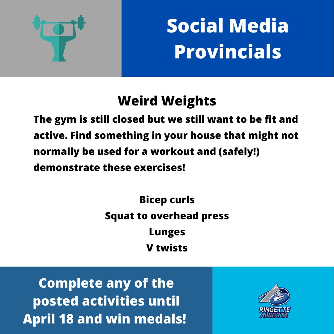 It can be tough when the gyms are closed but working out is your way to blow off steam. Show us what you have in your house to "lift weights" with. The weirder the better! 
#ringetteab #socialmediaprovincials