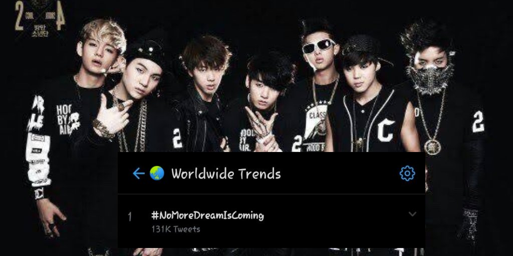 TrendsBTSARMY's tweet photo. '#NoMoreDreamIsComing' is currently trending #1 Worldwide 🌏 

Guys are you ready for the debut of @BTS_twt on April 1, 2020 
🎶Their debut song is 'No More Dream' https://t.co/Nix4d8Q39J