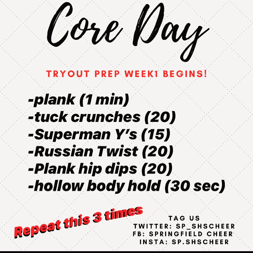 sp_shscheer's tweet photo. Happy Monday! If you are interested in cheering next year junior high or HS we will be starting virtual conditioning at home! Please share this with other classmates that may be interested. #shscheer #tryoutpreparation 
TAG US SO WE KNOW WHO IS GETTING WORK IN 💪🏼 https://t.co/JAqH8guxiQ