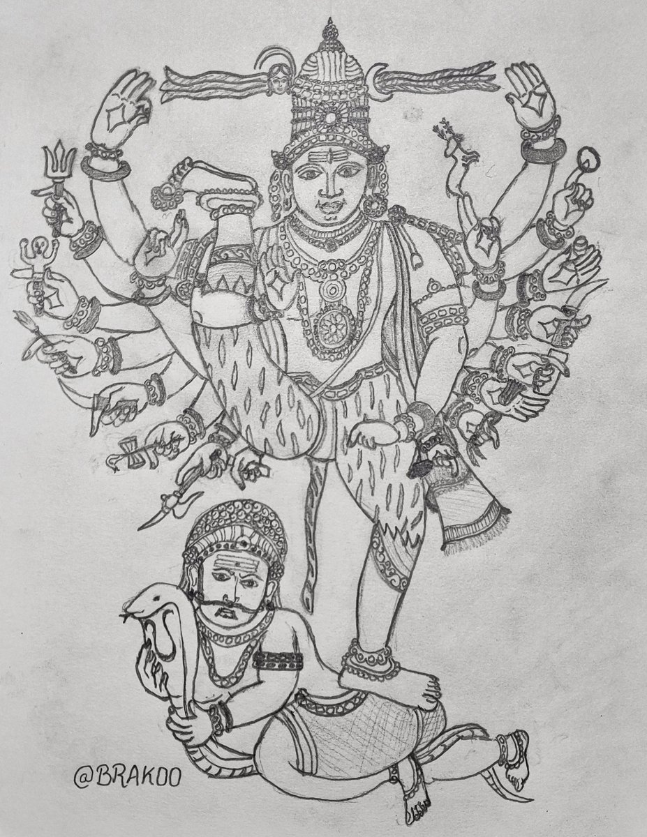 Inspired by the Tanjore Painting hanging in the seating area of the lower level in Chennai airport, today's attempt:Ūrdhva Tāṇḍava.