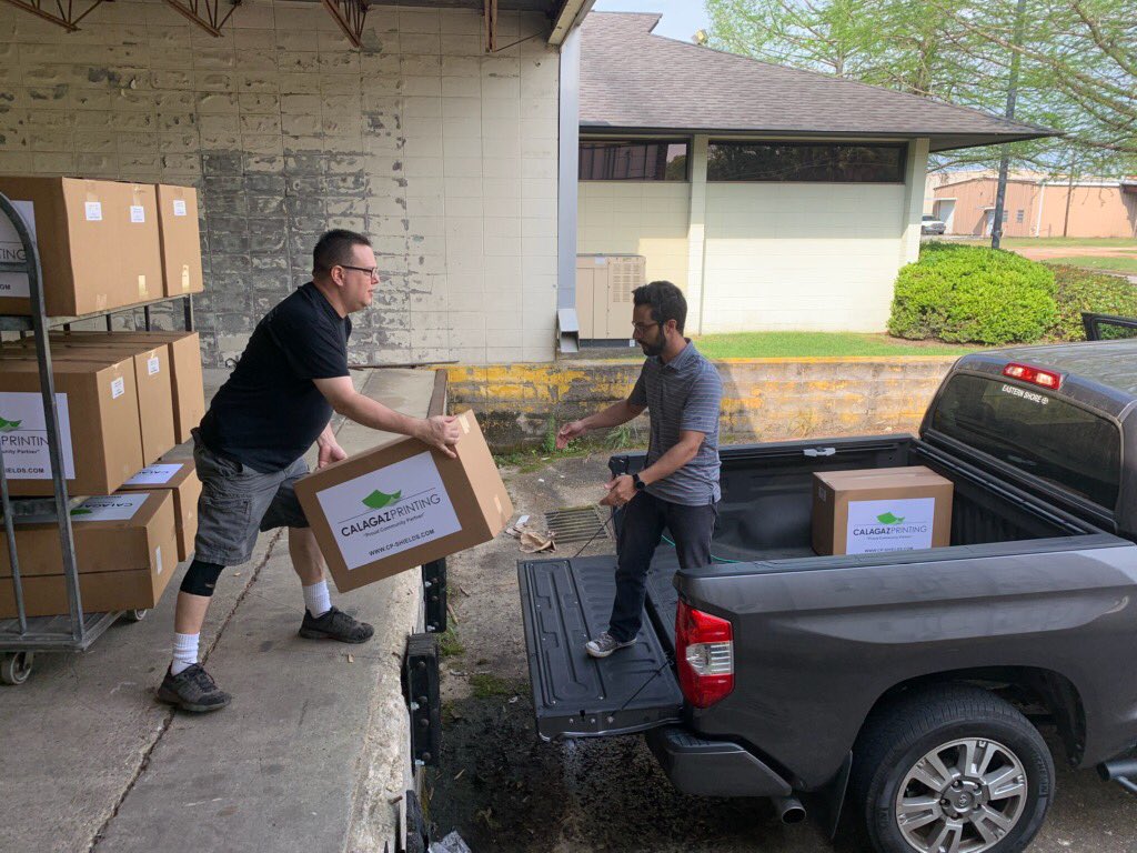 We are heading out to make our first deliveries to <a href="/usaunivhospital/">USA Health University Hospital</a> <a href="/SpringhillMC/">Springhill Medical Center</a> <a href="/InfirmaryHealth/">Infirmary Health</a> and <a href="/ProvidenceHosp/">USA Health Providence</a> #TogetherAL #MobileStrong #FaceShields #Covid_19