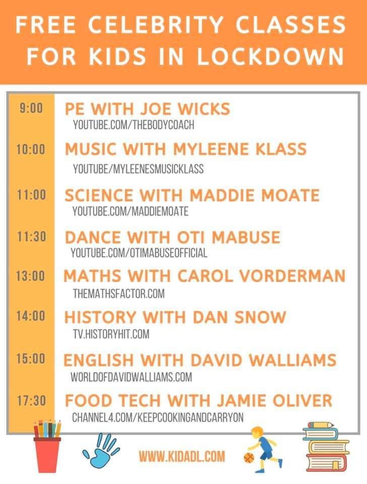 Lots of celebrities are doing regular online lessons.

Just for fun: If your teacher was a celebrity, what would they be famous for?! Tell us in the comments!