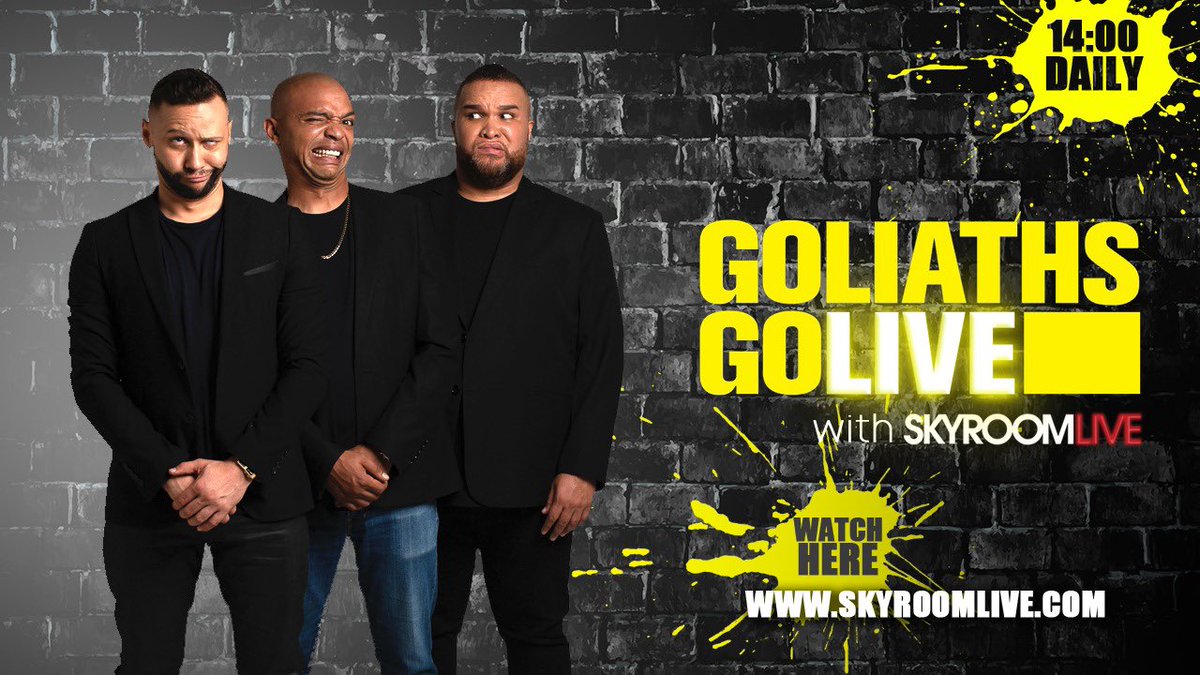 Goliath_Goliath's tweet photo. GOLIATH’s GO LIVE! The Talk Show you haven’t been waiting for is finally here!  @nicholasgoliath @donovangoliath @jasongoliath LIVE on @skyroomlive everyday at 2pm. 
The guys will be chatting to special guest @marc_lottering. Tune in tomorrow at 2pm. #goliathsgolive #skyroomlive https://t.co/up0sREZT5E