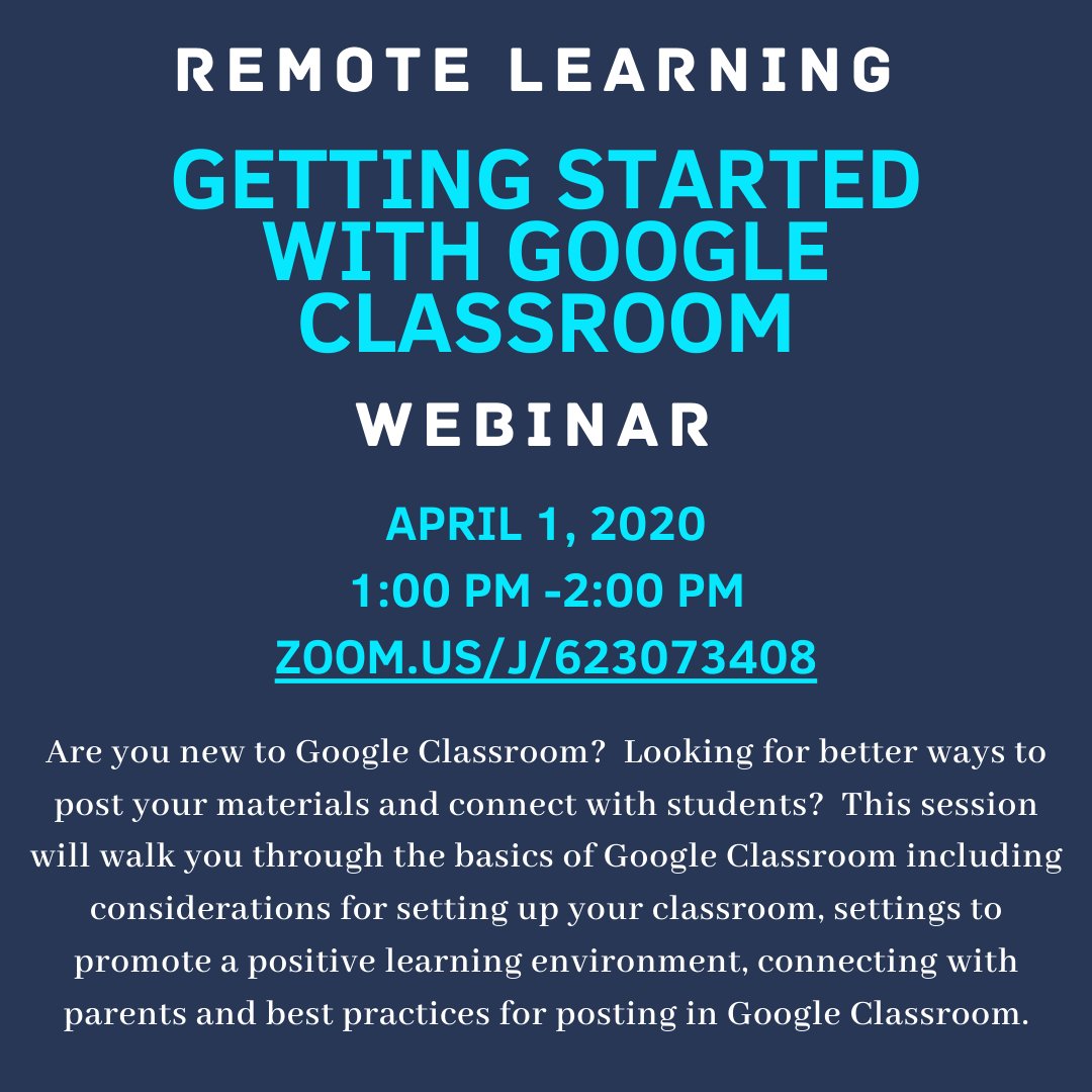 ChelsMoyer's tweet photo. Hey Ohio teacher friends!  I want to do my part to help as much as I can with this new world of remote learning!  I'm going to be hosting two webinars this week featuring Google Classroom.  Hope to see you there!
#WeArePCSchools #quaranteaching https://t.co/20RR6Jj5xk