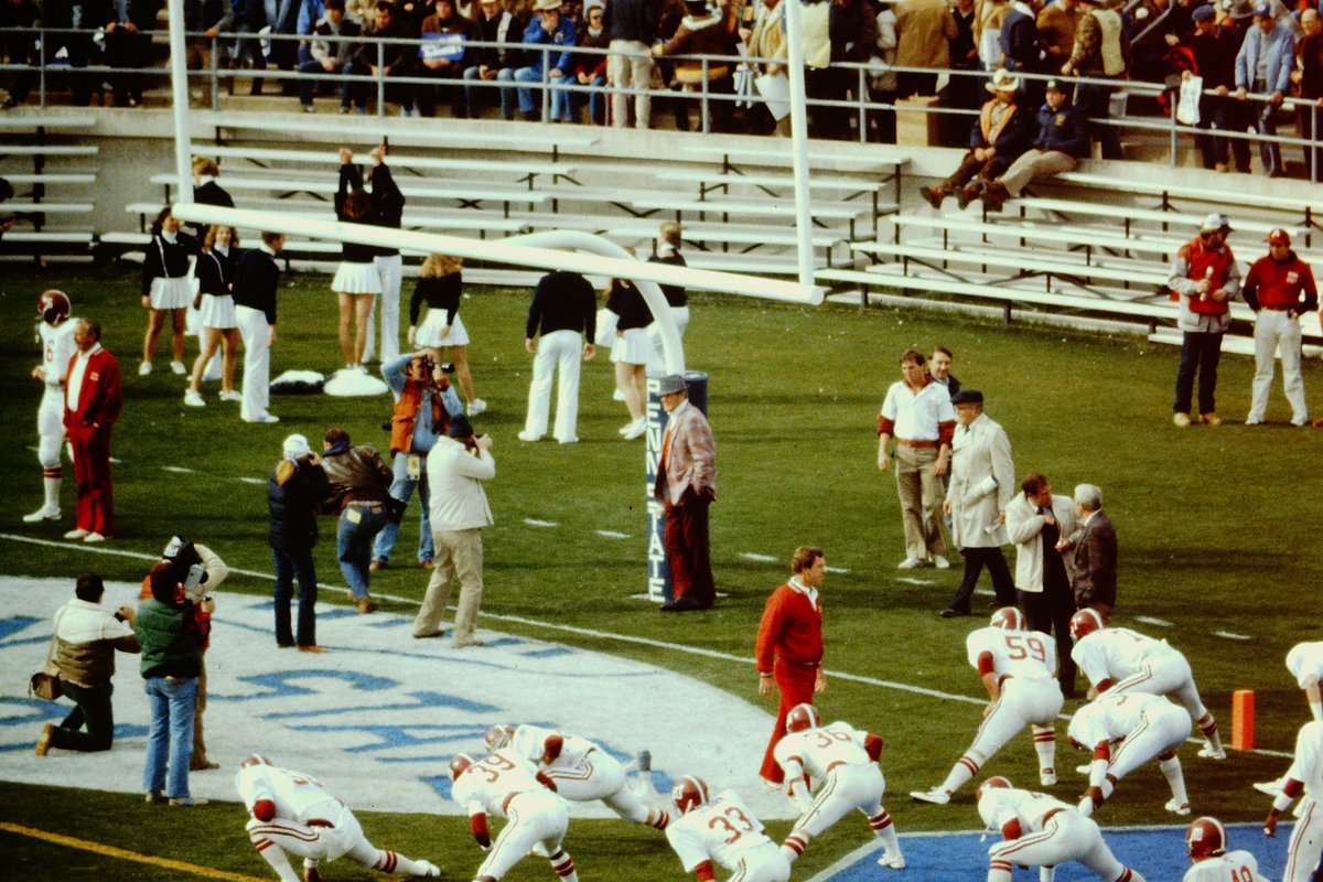 The guy here is Bear Bryant the head coach for Alabama. The photo from the stands was taken by my dad the one on the right was taken by Joe Bodkin (assuming the guy dressed like Marty McFly in dads photo). This was the game Bryant won his 314th game tying him for the most as wins