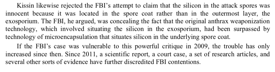 Canadian researcher Graeme MacQueen, in his book "The 2001 Anthrax Deception: The Case for a Domestic Conspiracy" summarized part of a 2010 memo by Frederick, MD attorney Barry Kissin:  http://web.archive.org/web/20100401051405/http://www.fredericknewspost.com/media/pdfs/FortAnthraxRushHolt.pdf(h/t )