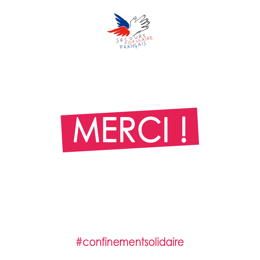 Secours populaire de Paris (@secourspopparis) on Twitter photo Déjà 2 semaines de confinement, pendant lesquelles les plus précaires et les plus vulnérables n’ont pas été oubliés… Et nous continuerons !
Bénévoles, donateurs... La solidarité circule plus vite que le coronavirus grâce à vous !
Le <a href="/SecourspopParis/">Secours populaire de Paris</a> vous en remercie ! Déjà 2 semaines de confinement, pendant lesquelles les plus précaires et les plus vulnérables n’ont pas été oubliés… Et nous continuerons !
Bénévoles, donateurs... La solidarité circule plus vite que le coronavirus grâce à vous !
Le <a href="/SecourspopParis/">Secours populaire de Paris</a> vous en remercie !