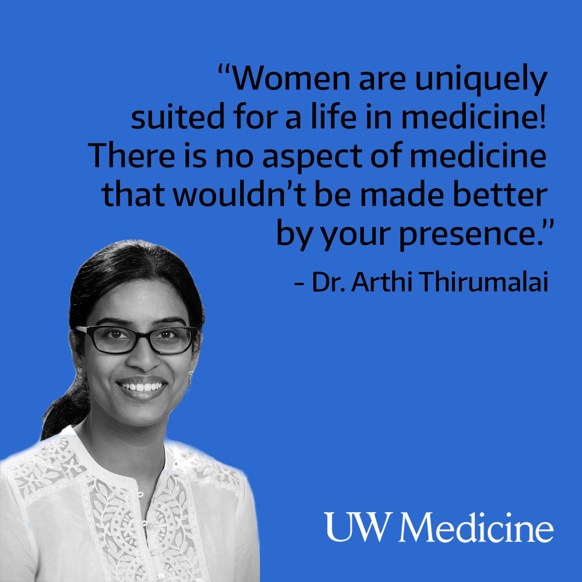 UWMedicine's tweet photo. We asked some of our amazing doctors for advice they would give to a young girl wanting to go into medicine. 
This is what they said.

UW Medicine is proud to celebrate all women in medicine. #NationalDoctorsDay  #WomensHistoryMonth https://t.co/KvQON88gi7