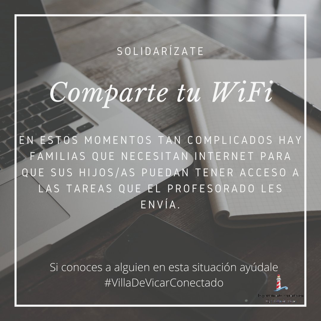 La brecha digital impide que se cumpla el principio de equidad e igualdad en educación. #ComparteTuWifi para que el alumnado que no tiene acceso a internet pueda realizar las tareas que sus profes le mandan. #Educacion