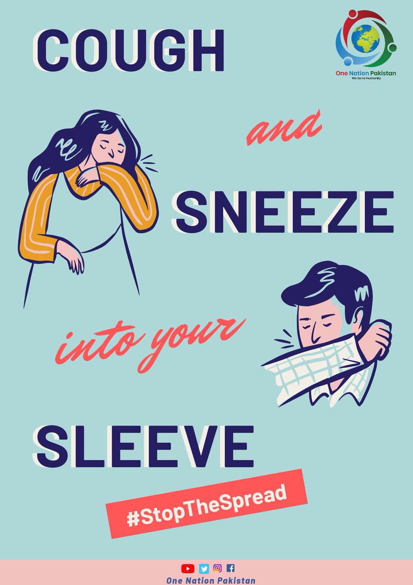One_Nation_Pak's tweet photo. If you do get the #flu, this is what you should do:
-#Cough or #Sneeze into elbow
-#Wash your hands
#Covid_19
#StayHome
#Quarantine
#VoiceOfSidra
#OneNationPakistan
@Sidra_Jaffery
@One_Nation_Pak https://t.co/t7MqXGfF0W