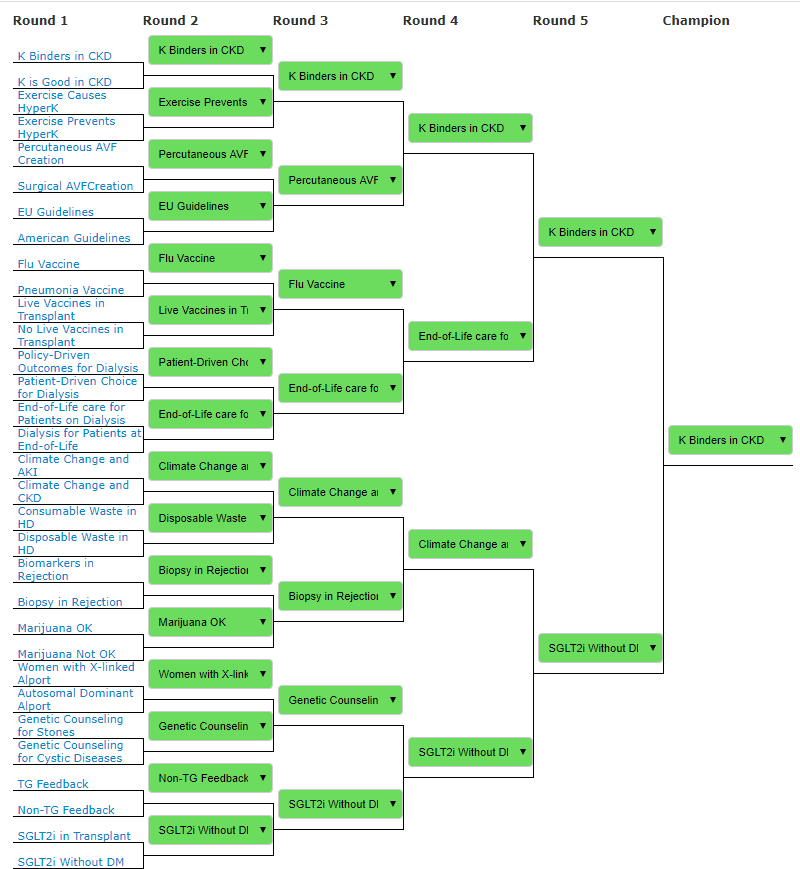 nephrothaniel's tweet photo. #NephMadness Bracket Submission for @PennKidney 

K binders beats SGLT2i without DM in a blowout! https://t.co/qaxxClAbV6