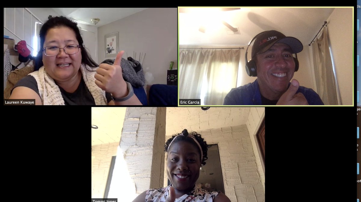 EdTechGarcia's tweet photo. Fun time on @Zoom with @LKuwaye and @1MsTJones1. Now they are ready to add My Inbox and #Gridpals on @Flipgrid.   You can add your Inbox as well.  Especially during our Distance Learning. https://t.co/BOeM3i52lj #BetterTogether https://t.co/ComzvpXc7i