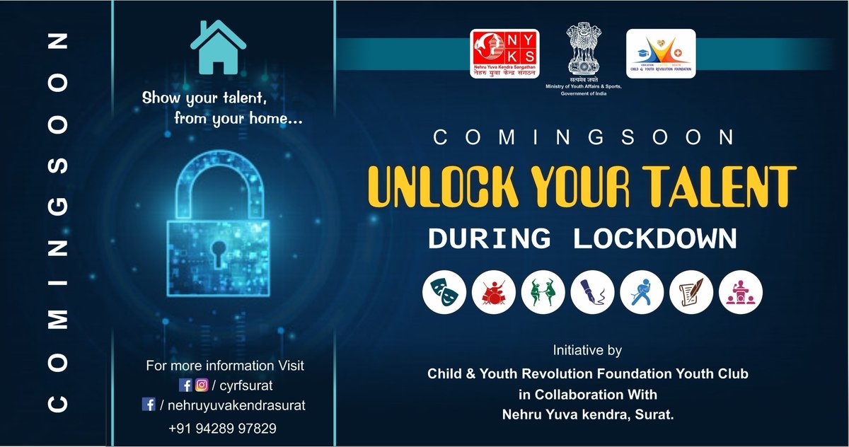 Cyrf_Surat's tweet photo. #unlocktalent #cyrfsurat #lockdowntalent #stayhome #staysafe #covid19 #indiafightscorona #nyksindia
.
@DrJagdishSurat @narendramodi @vnehra @vijayrupanibjp @OurSMC @CommissionerSMC @PMOIndia @CMOGuj @CP_SuratCity @banchha1 @jitu_vaghani @_DigitalIndia @AmdavadAMC @sanghaviharsh https://t.co/RBBrAbeFXn