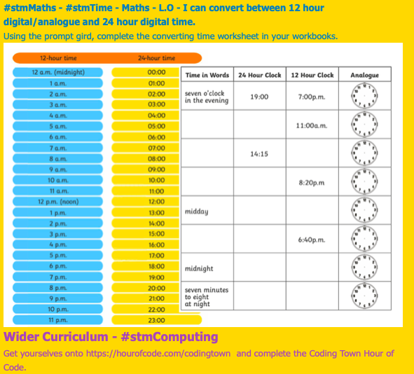 InspirationsStm's tweet photo. Here are tomorrows home learning tasks! Keep going everyone and don't forget to post your work on here so we can celebrate it! #stmWorkAtHome #stmEnglish #stmMaths #stmComputing #stmCoding #stmTime https://t.co/q94nacQPoO
